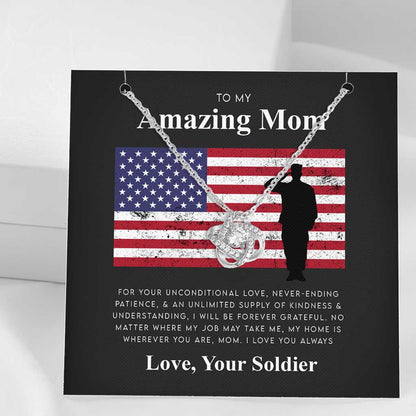 Army Mom Gift Military Mom Gift For Mom From Soldier - Mother Love Knot Necklace 0921