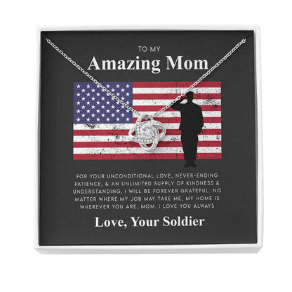 Army Mom Gift Military Mom Gift For Mom From Soldier - Mother Love Knot Necklace 0921