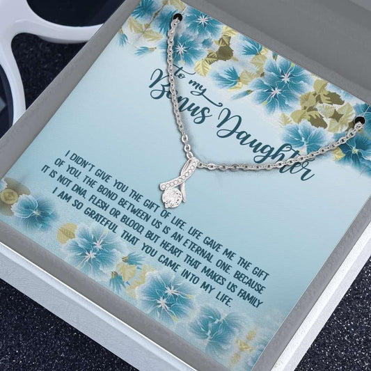 Bonus To My Bonus Daughter Gift Unbiological Daughter Daughter In Law - Daughter Petite Ribbon Necklace 0921