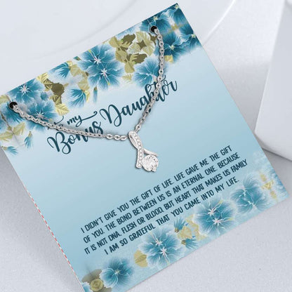 Bonus To My Bonus Daughter Gift Unbiological Daughter Daughter In Law - Daughter Petite Ribbon Necklace 0921