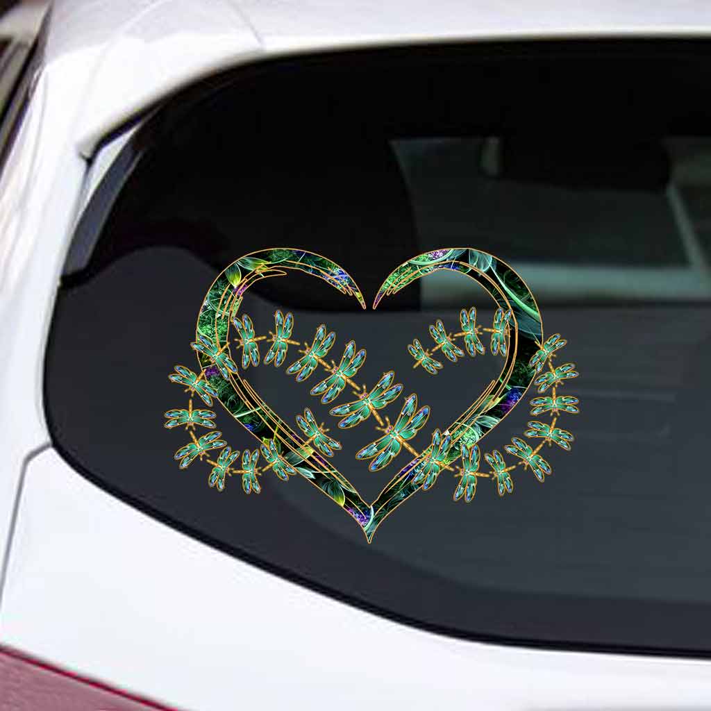 Dragonflies Lovers Heart - Shaped Decal Full