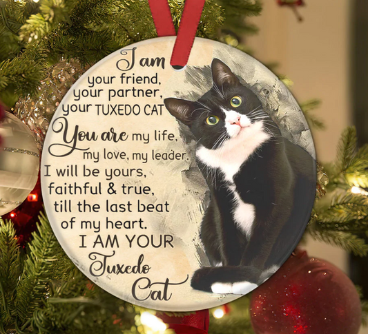 Tuxedo Cat I Am Your Friend - Cat Ornament (Printed On Both Sides) 1022