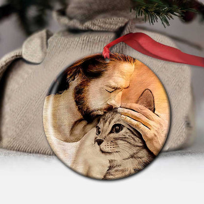 Cat With Jesus - Cat Ornament (Printed On Both Sides) 1022