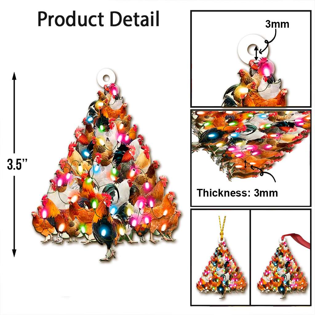 Chicken Roosters And Hens Tree - Chicken Ornament (Printed On Both Sides) 1122