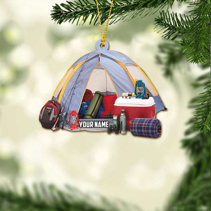 Camping Tent - Personalized Camping Ornament (Printed On Both Sides) 1022