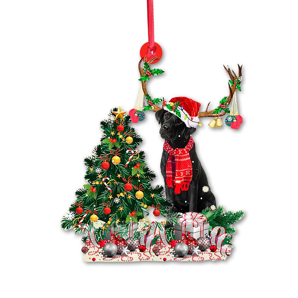 Black Labrador Pine Tree Labrador - Retriever Ornament (Printed On Both Sides) 1022