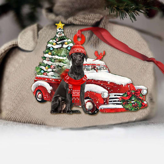 Black Labrador Red Truck Labrador - Retriever Ornament (Printed On Both Sides) 1022