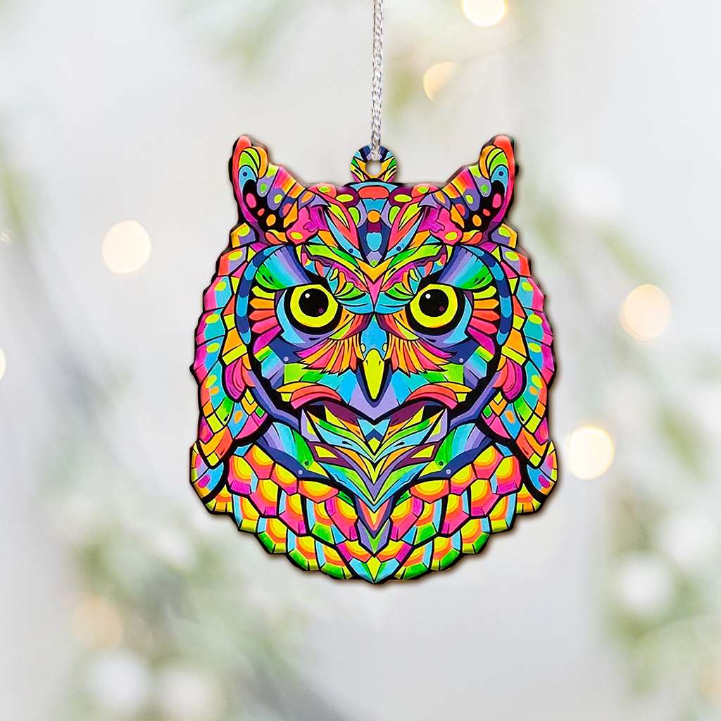 Vibrant Hippie Owl - Owl Ornament (Printed On Both Sides) 1122