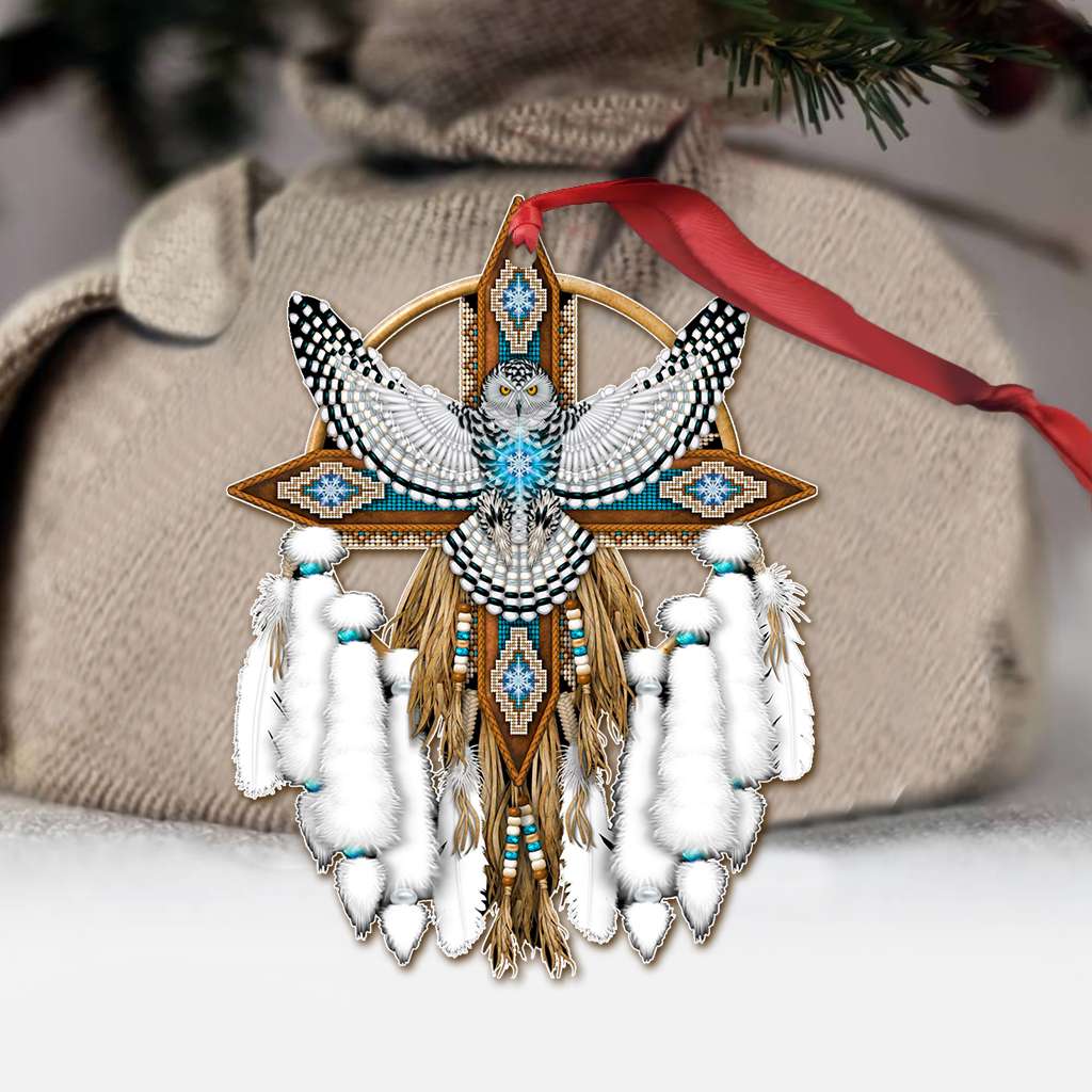 White Dream Catcher Native America Owl - Owl Ornament (Printed On Both Sides) 1122