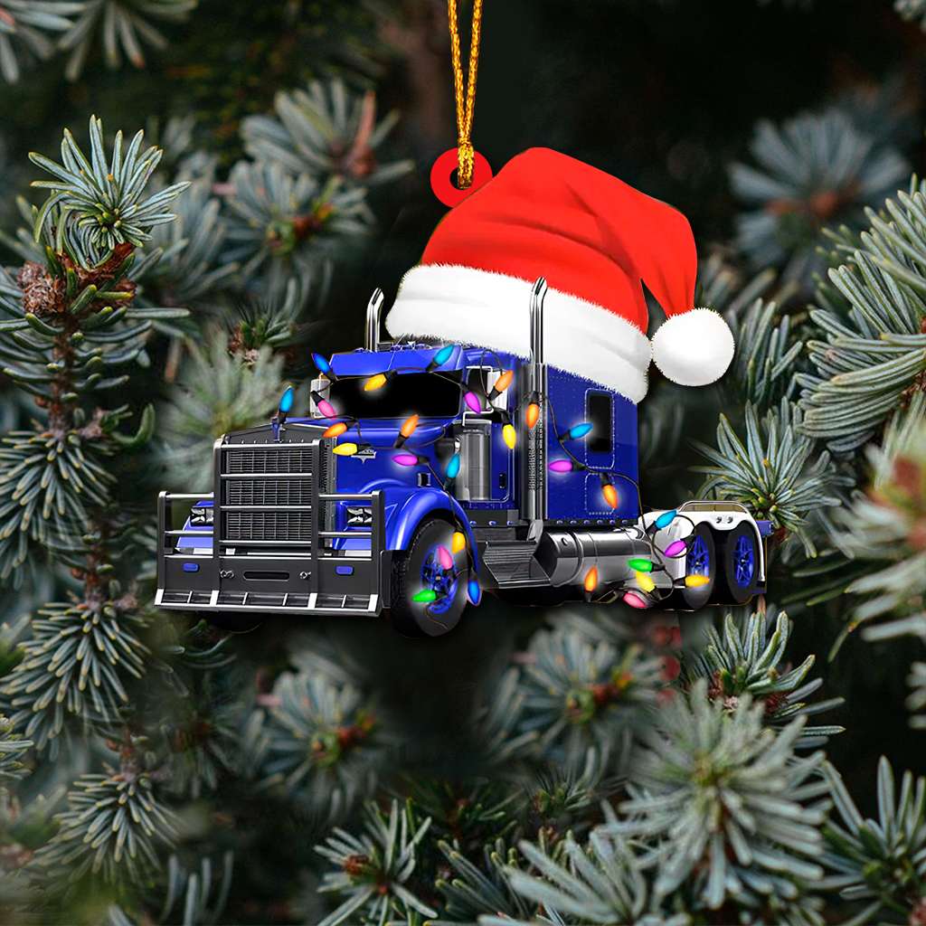 Truck Christmas Lights Trucker - Trucker Ornament (Printed On Both Sides) 1022