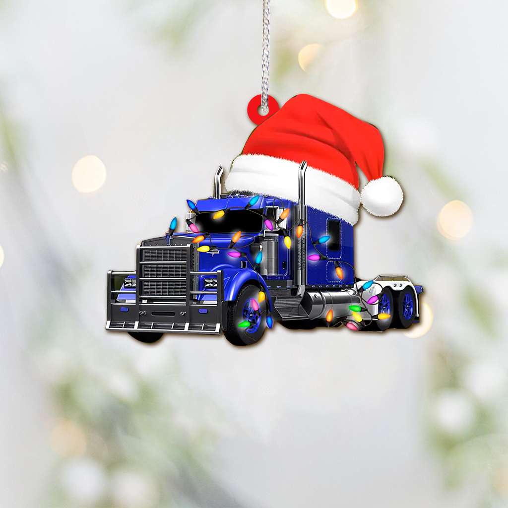 Truck Christmas Lights Trucker - Trucker Ornament (Printed On Both Sides) 1022