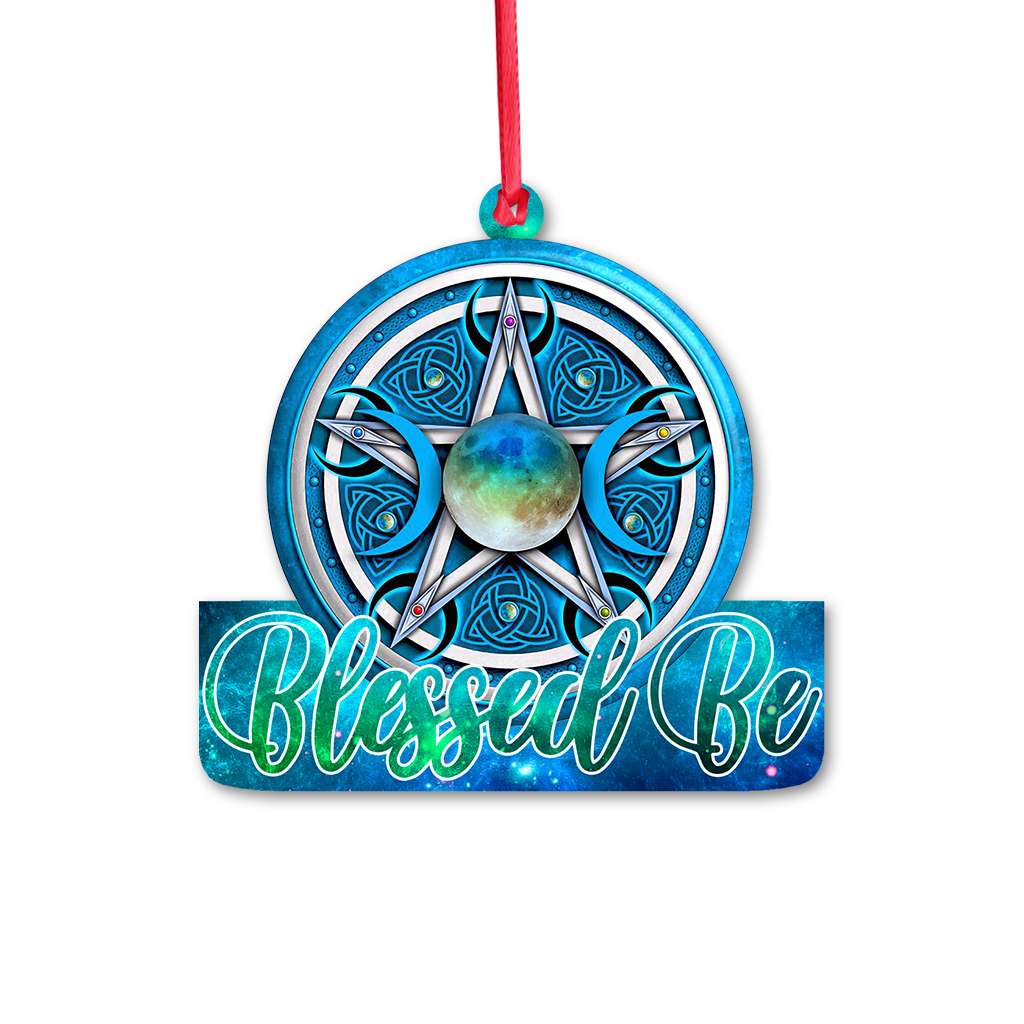 Blue Celtic Pentacle Blessed Be Wicca - Witch Ornament (Printed On Both Sides) 1022