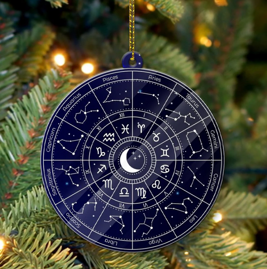 Zodiac Astrology Circle - Witch Ornament (Printed On Both Sides) 1022