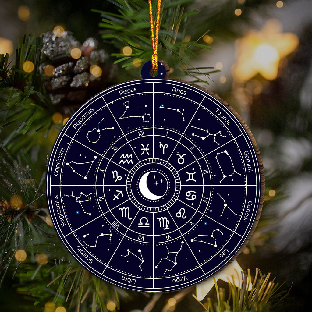 Zodiac Astrology Circle - Witch Ornament (Printed On Both Sides) 1022