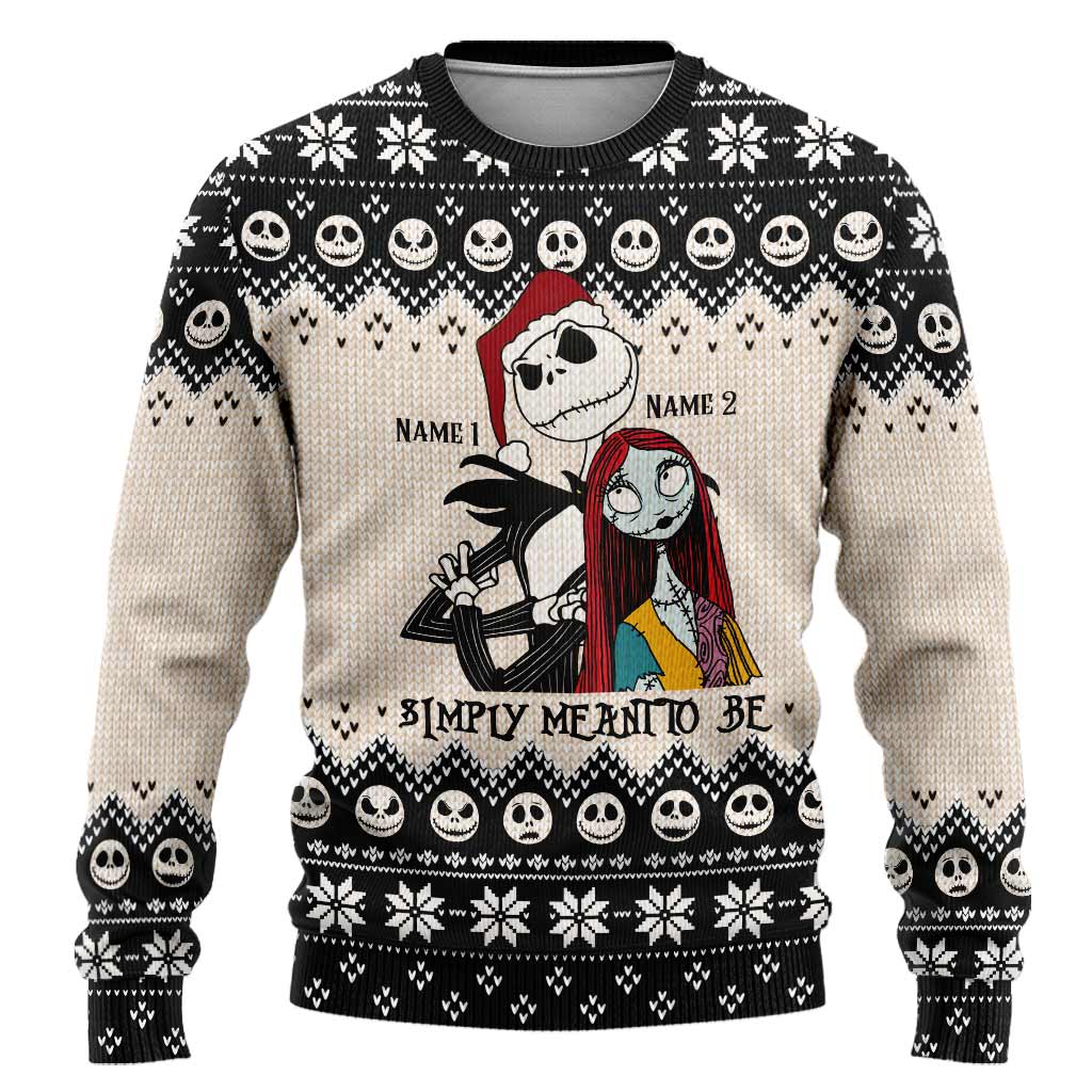 Simply Meant To Be - Personalized Christmas Nightmare Sweater With Faux Wool Pattern Printed