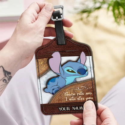 Touch This And I Will Bite You - Personalized Ohana Leather Luggage Tag