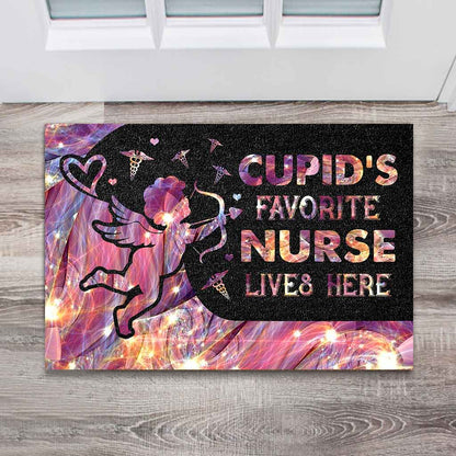 Cupid's Favorite Nurse Lives Here - Nurse Doormat