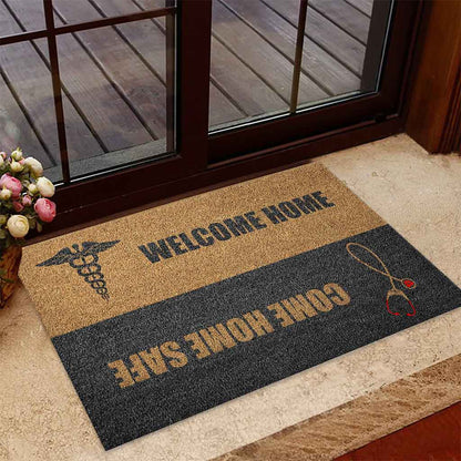 Come Home Safe - Nurse Coir Pattern Print Doormat