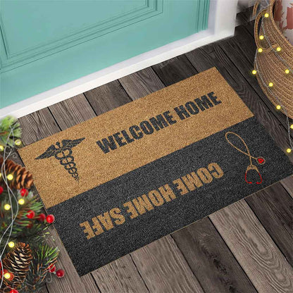 Come Home Safe - Nurse Coir Pattern Print Doormat