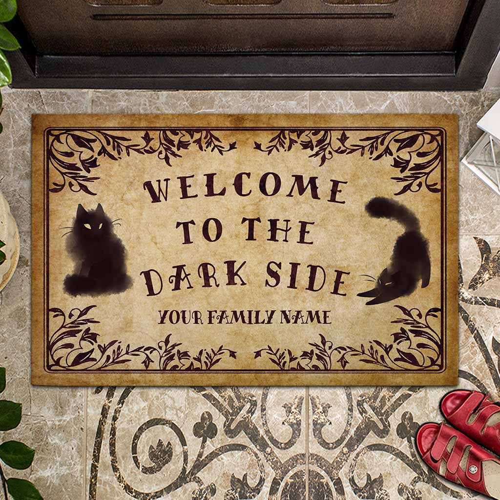 Welcome To The Dark Side - Black Cat Personalized Doormat