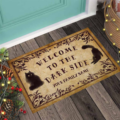 Welcome To The Dark Side - Black Cat Personalized Doormat