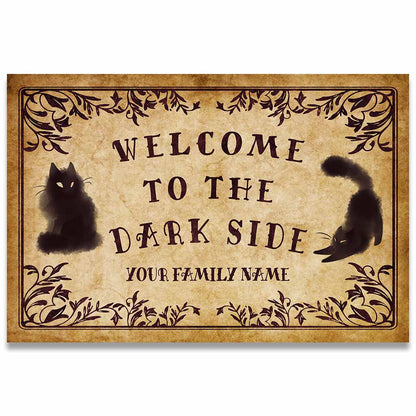 Welcome To The Dark Side - Black Cat Personalized Doormat