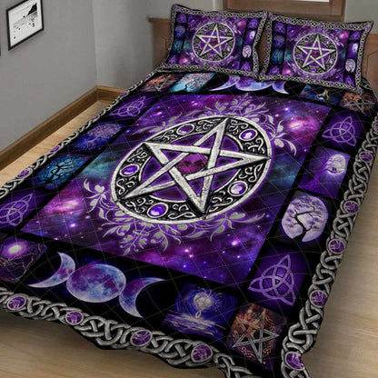 Witch Vibes Purple Pentagram Quilt Set