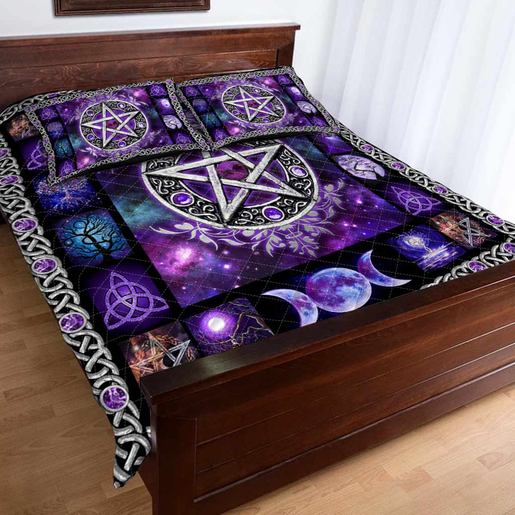 Witch Vibes Purple Pentagram Quilt Set