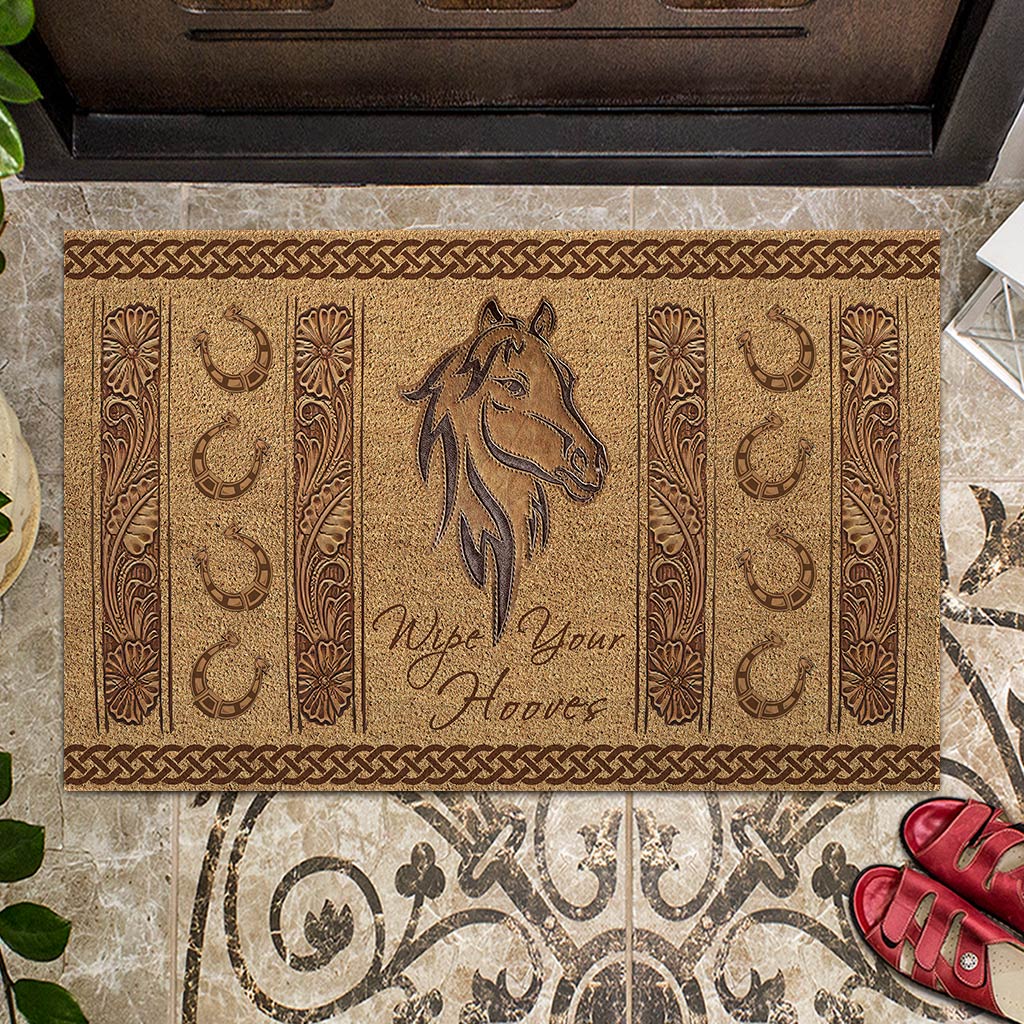 Wipe Your Hooves - Horse Coir Pattern Print Doormat