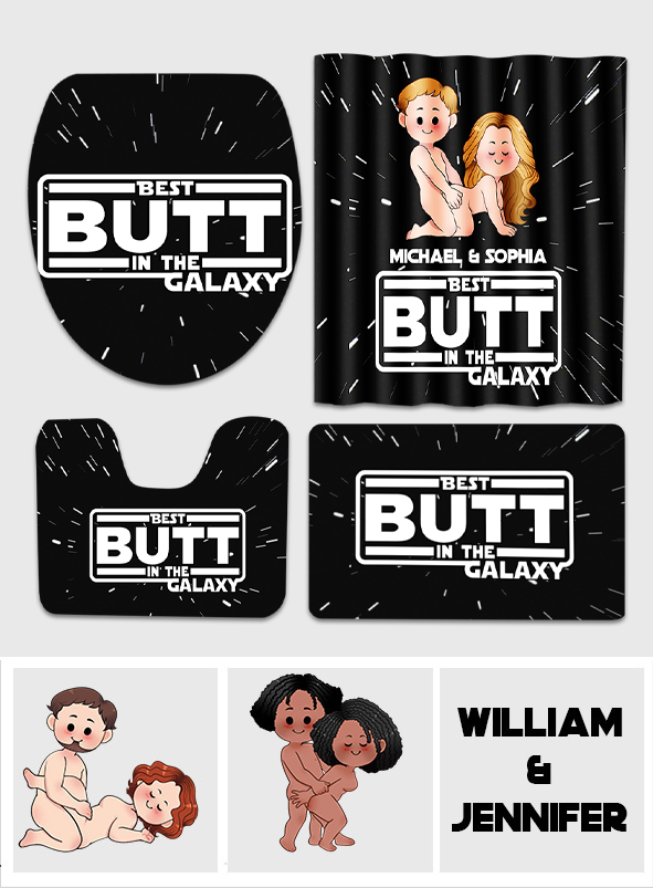 Best Butt In The Galaxy - Personalized The Force Bathroom Curtain & Mats Set