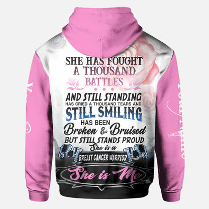 Breast Cancer Warrior - Breast Cancer Awareness Personalized All Over T-shirt and Hoodie