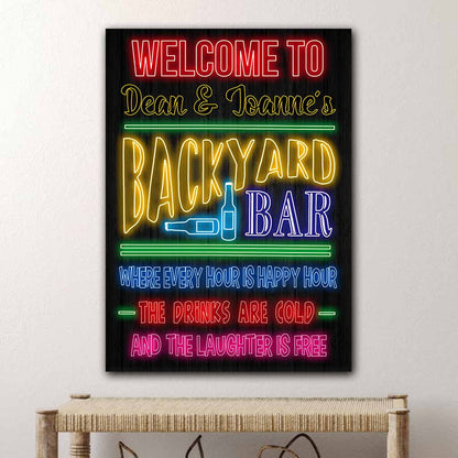 Welcome - Bartender Personalized Neon Effect Printed Rectangle Metal Sign