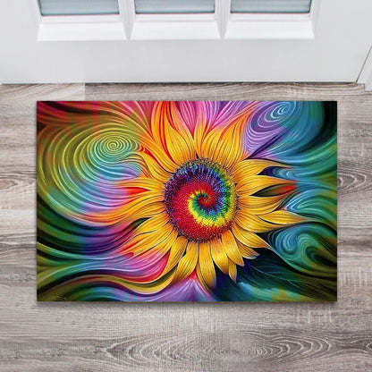 Tie Dye Sunflower Hippie Doormat