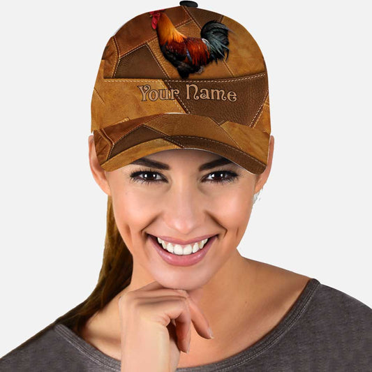 Chicken Whisperer Personalized Leather Pattern Print Cap