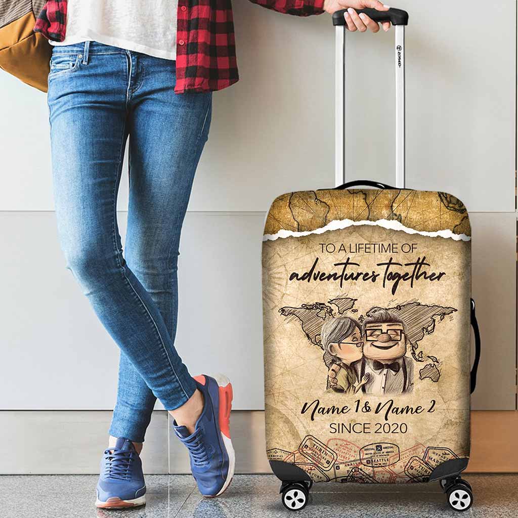 To A Lifetime Of Adventures Together - Personalized Couple Travelling Luggage Cover