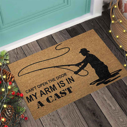 Can't Open The Door - Fishing Coir Pattern Print Doormat