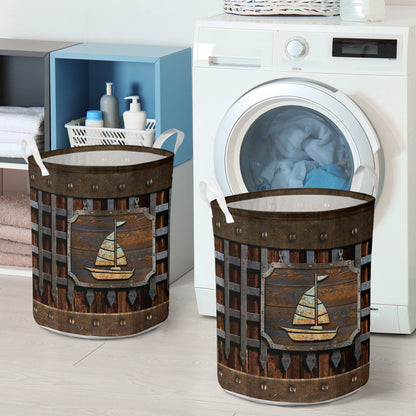 Boat Metal Pattern Print Boating Laundry Basket 0622