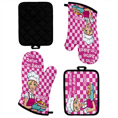 This Doll Can Bake - Personalized Baking Oven Mitts & Pot Holder Set