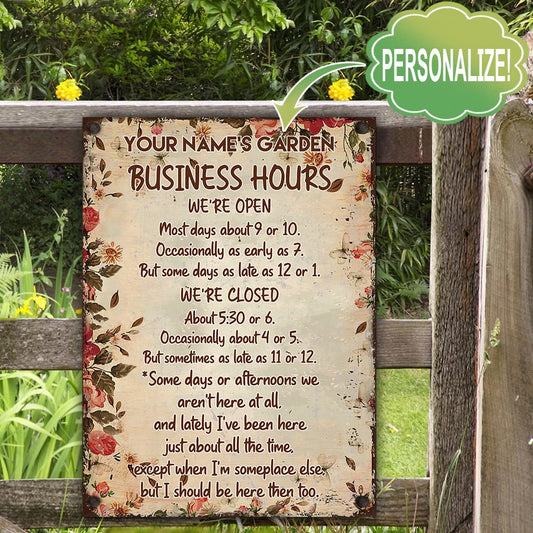 Business Hours - Gardening Personalized Rectangle Metal Sign