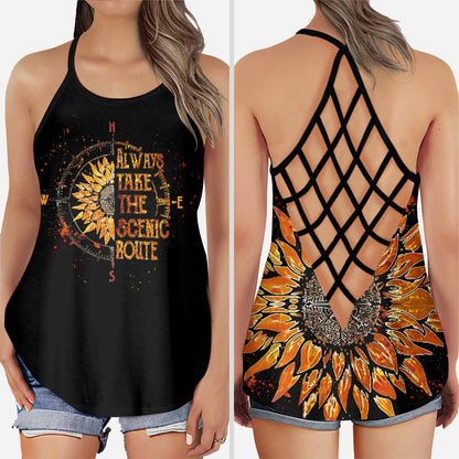 Always Take The Scenic Route - Camping Cross Tank Top