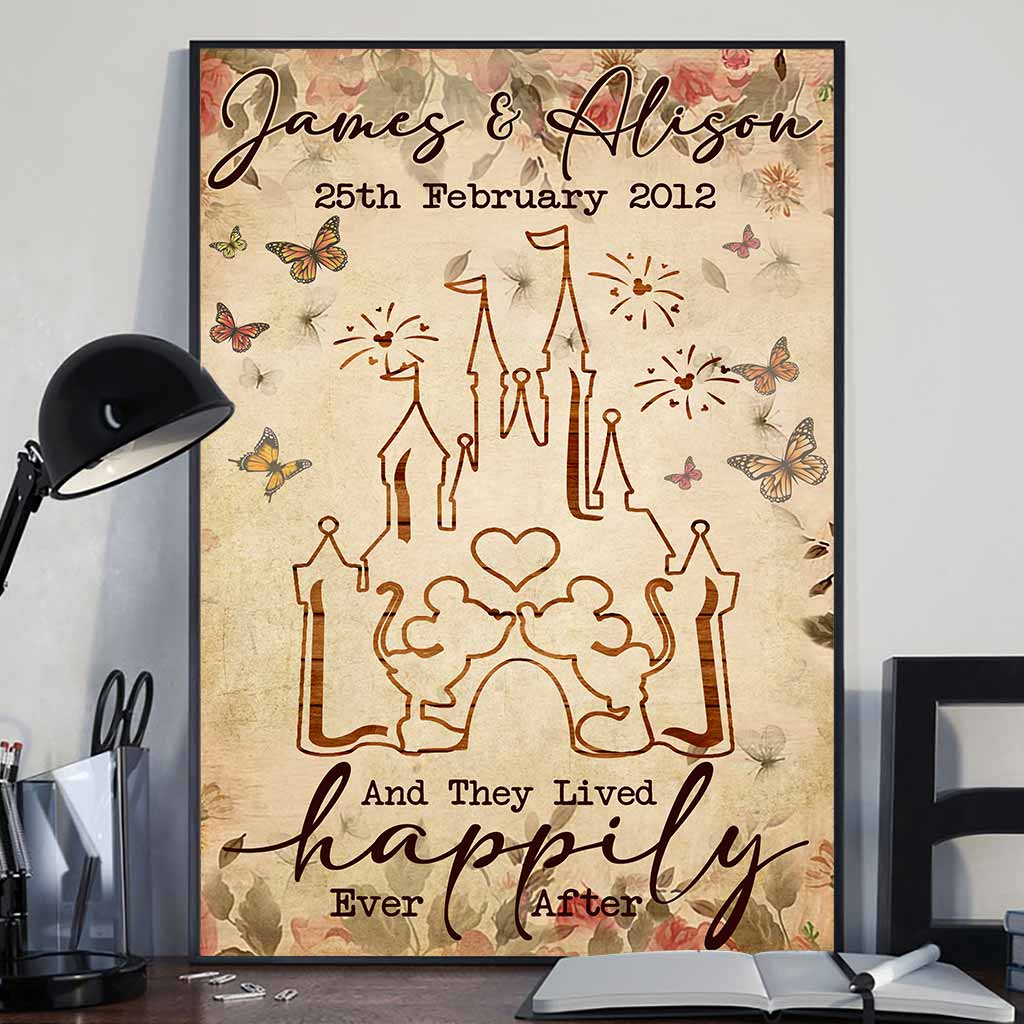 And They Lived Happily Ever After - Personalized Wedding Gift Wedding Anniversary Couple Mouse Poster