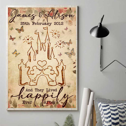 And They Lived Happily Ever After - Personalized Wedding Gift Wedding Anniversary Couple Mouse Poster