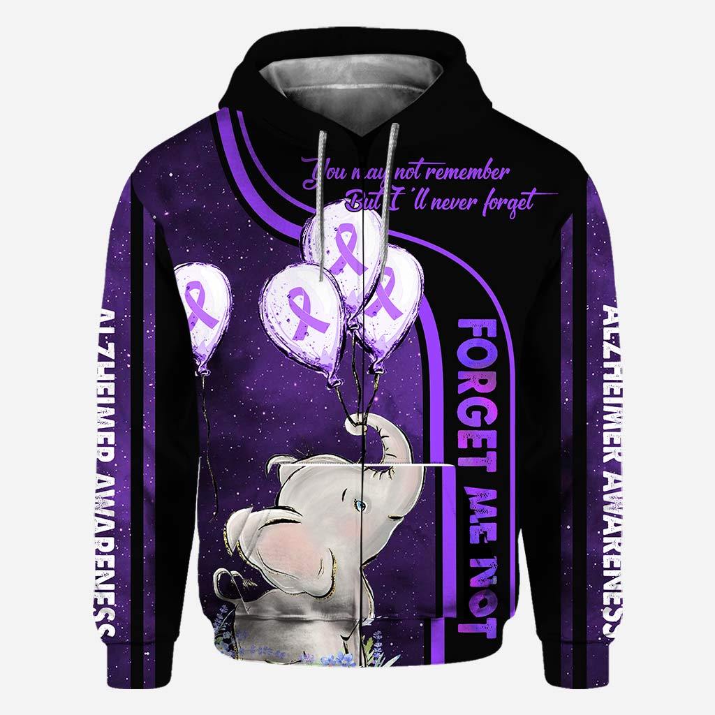 You May Not Remember But I'll Never Forget - Alzheimer Awareness All Over T-shirt and Hoodie