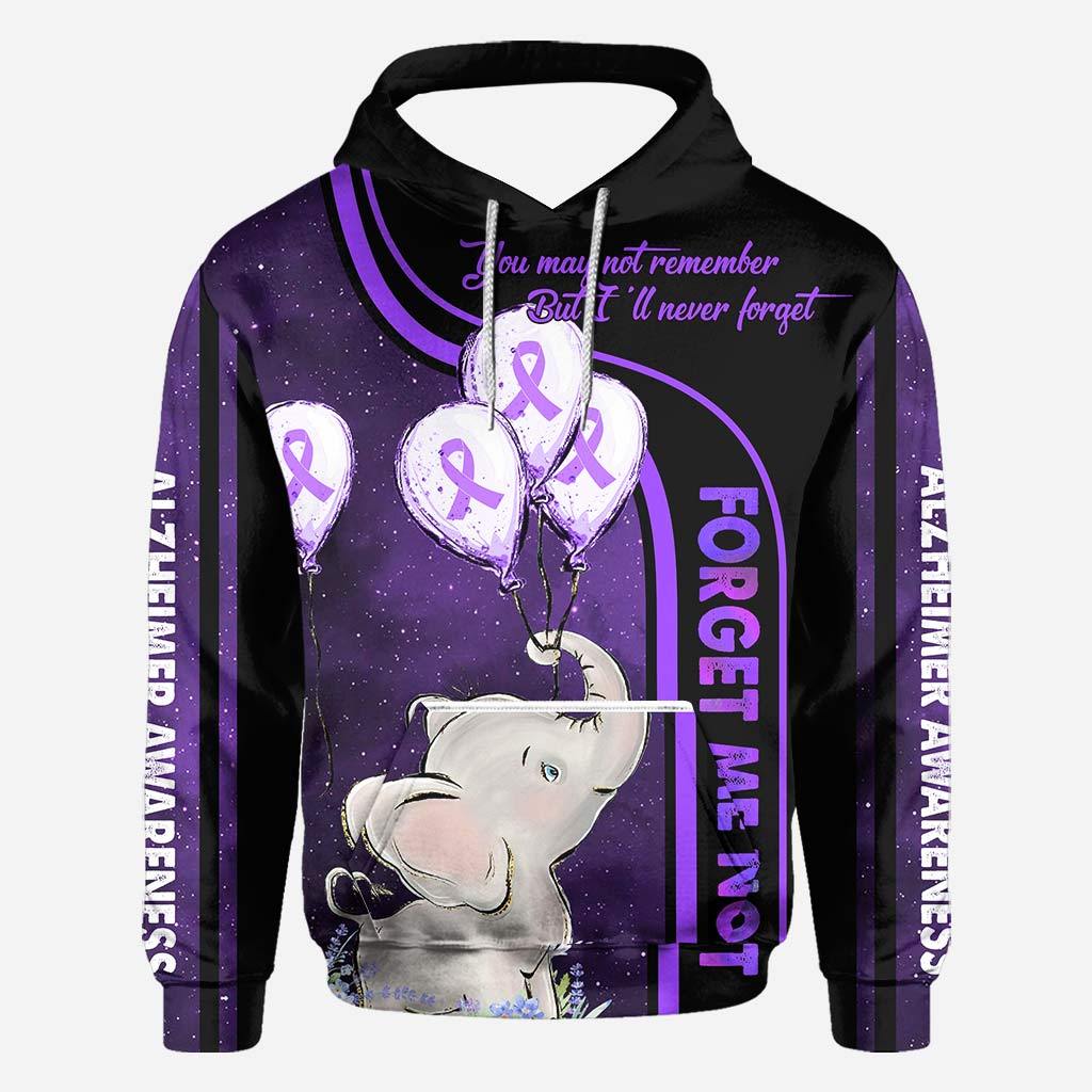 You May Not Remember But I'll Never Forget - Alzheimer Awareness All Over T-shirt and Hoodie