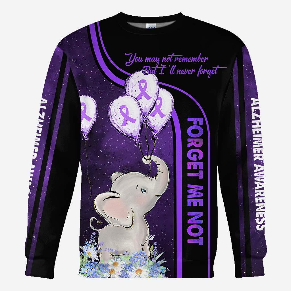 You May Not Remember But I'll Never Forget - Alzheimer Awareness All Over T-shirt and Hoodie