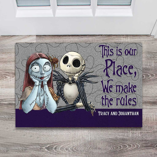 This Is Our Place - Personalized Couple Nightmare Doormat