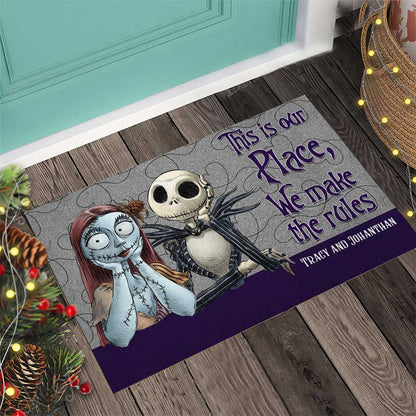 This Is Our Place - Personalized Couple Nightmare Doormat