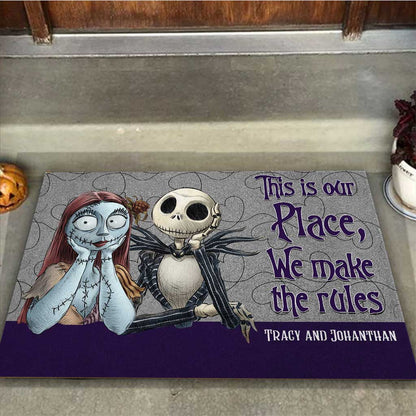 This Is Our Place - Personalized Couple Nightmare Doormat