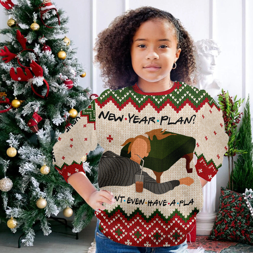 I Don't Even Have A Pla - Personalized Christmas Sweater With Faux Wool Pattern Printed