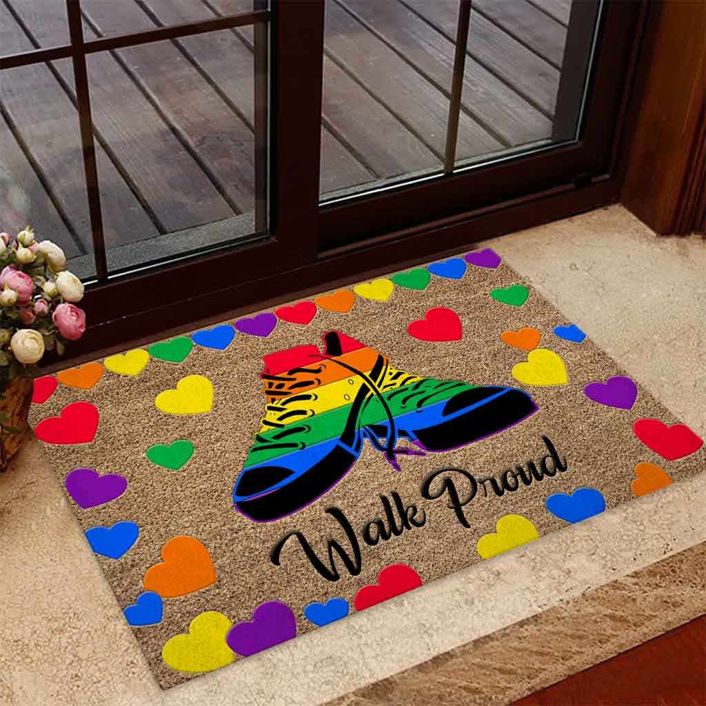 Walk Proud - LGBT Support Coir Pattern Print Doormat